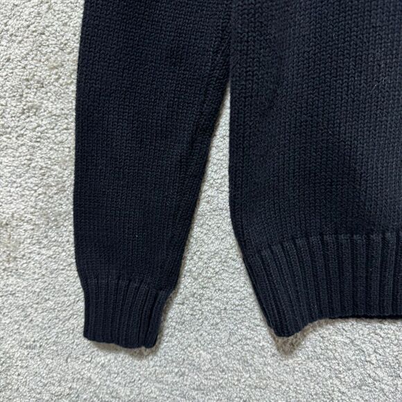 LRL Lauren Ralph Lauren Sweater Women's PS Black Gold Turn Lock Shawl Collar - Picture 4 of 11